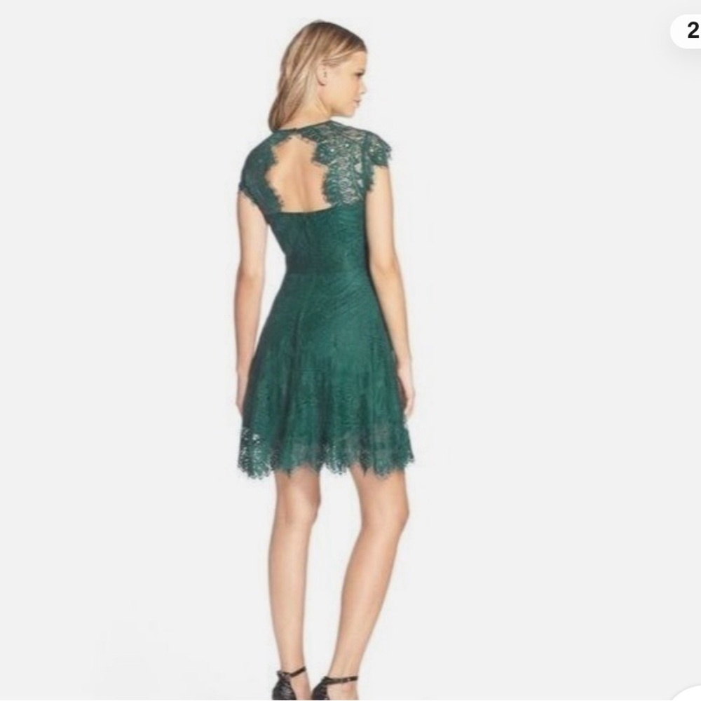 BB Dakota Forest Green Backless Lace Dress